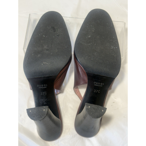 GUCCI Slingback Heels Closed Toe Brown Leather Shoes Sandals US 7 EU 37 C - Picture 3 of 16